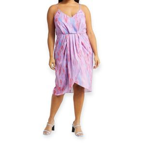 CHELSEA 28 Faux Wrap Dress In Purple Melt Size 1X NEW